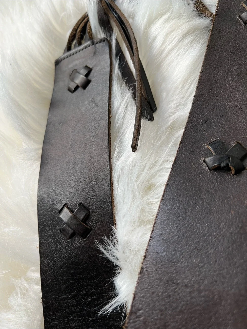 Vintage GAP Leather Belt Italy Made Boho Western Tie Front Tassels Cowgirl Chic